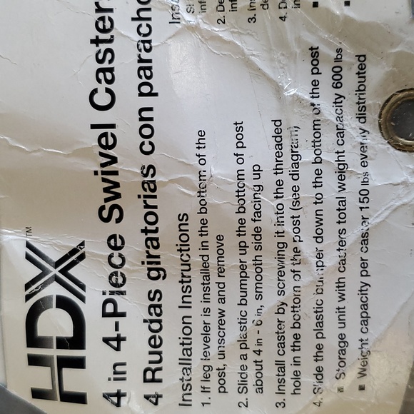 HDX 4 in 4-Piece Swivel Casters with Bumpers - Picture 5 of 6